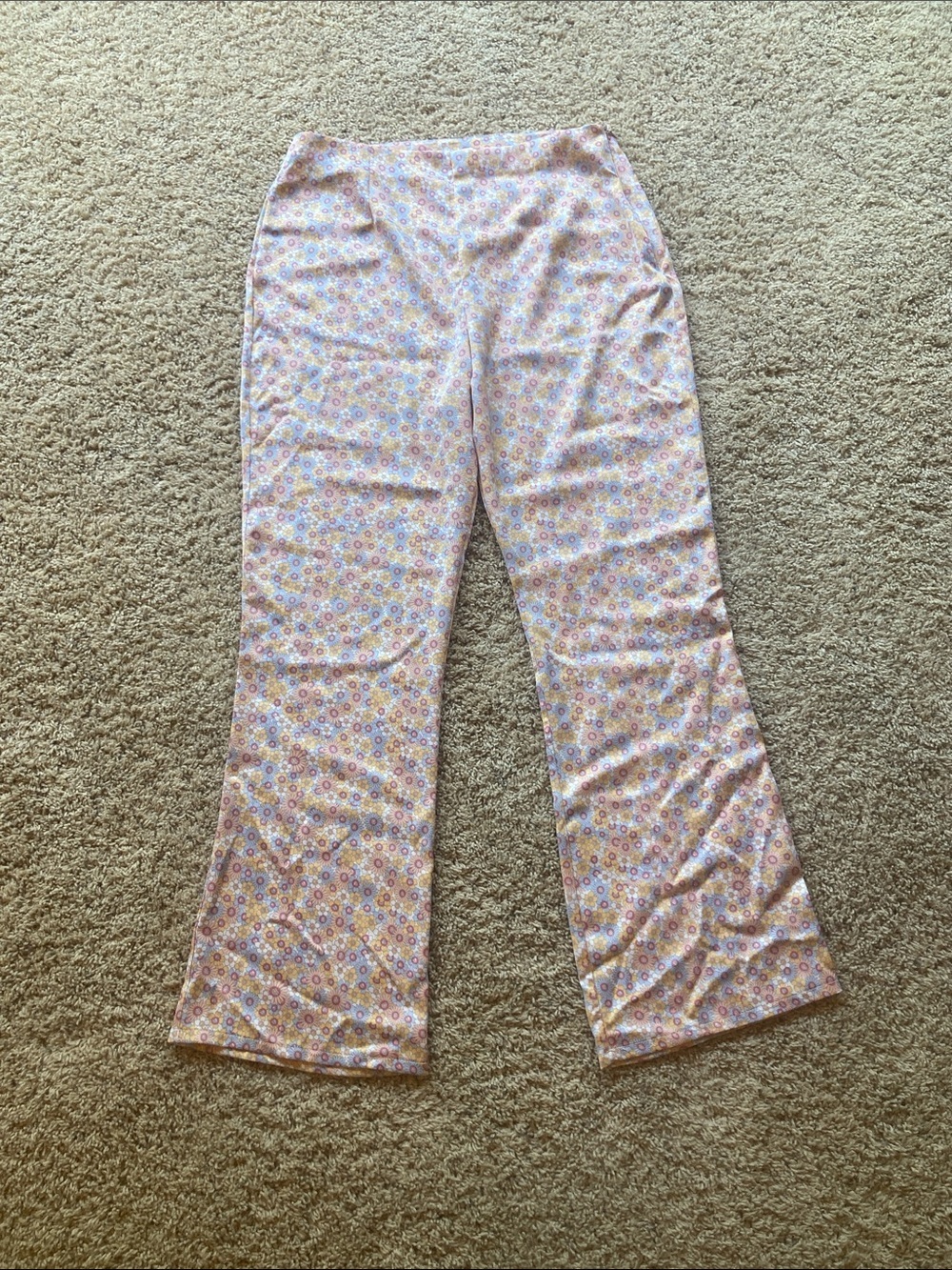 Zara Pink Floral Boot-Cut Pants